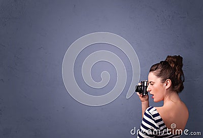 Photographer shooting images with copyspace area Stock Photo