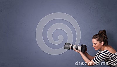 Photographer shooting images with copyspace area Stock Photo