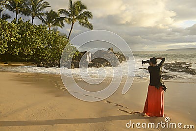 Photographer Shooting Wedding Couple Editorial Stock Photo