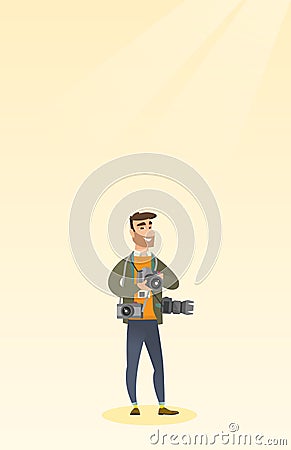 Photographer taking a photo vector illustration. Vector Illustration