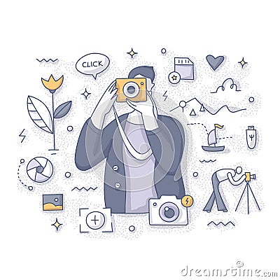 Photographer Taking Pictures Concept Vector Illustration