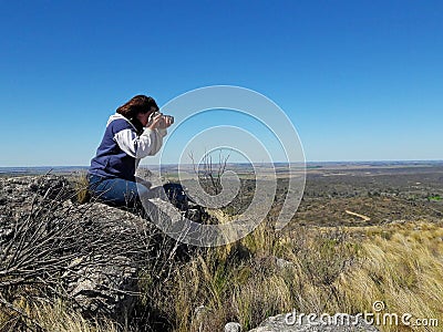 Photographer taking samples of nature Editorial Stock Photo