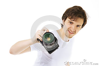 Photographer on a white background Stock Photo