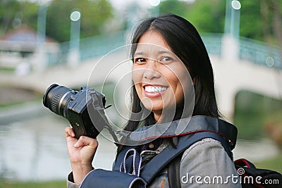 Photographer woman Stock Photo
