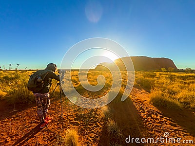 Photographer woman at Uluru Editorial Stock Photo