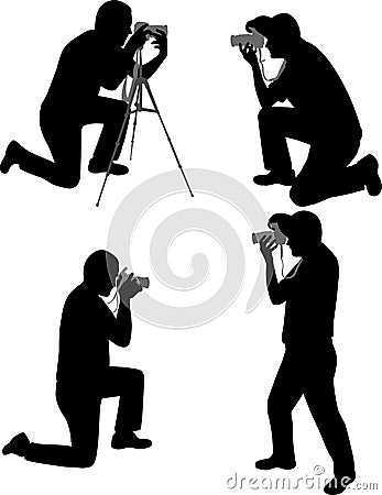 Photographers silhouettes set Vector Illustration