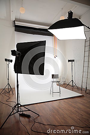 Photographic studio interior Stock Photo