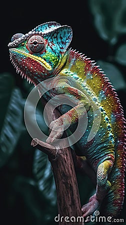 Photographic Style Of Rainbow Chameleons Stock Photo