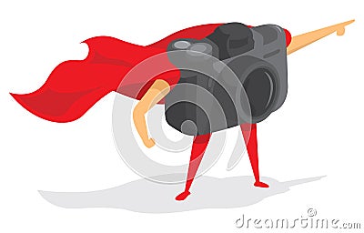 Photographic super hero camera with cape Vector Illustration