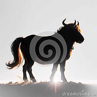 The photographic super isolated on the white background is charging bull dust. Stock Photo