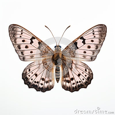 Photographically Detailed Portrait Of Dingy Skipper Butterfly On White Background Stock Photo