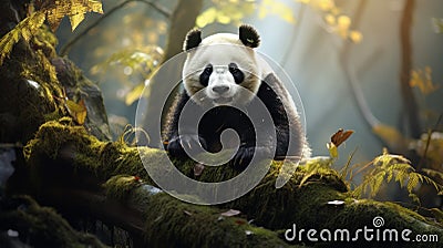 Photographically Detailed Portrait Of A Panda Bear In Soft Light Stock Photo