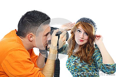 Photographing beautiful girls Stock Photo