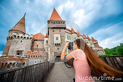 Photographing Corvin castle Stock Photo
