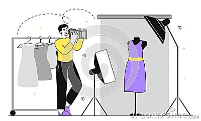 Photographing fashion clothing vector linear Vector Illustration