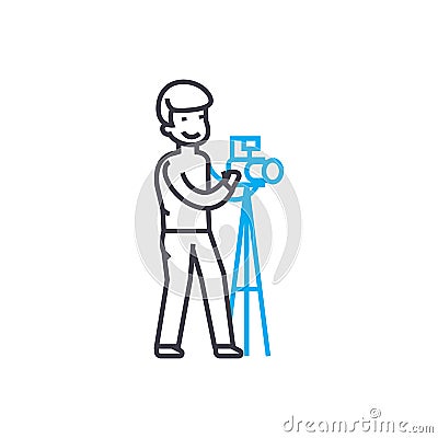 Photographing linear icon concept. Photographing line vector sign, symbol, illustration. Vector Illustration