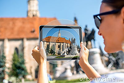 Photographing Michael's church in Cluj Napoca Stock Photo