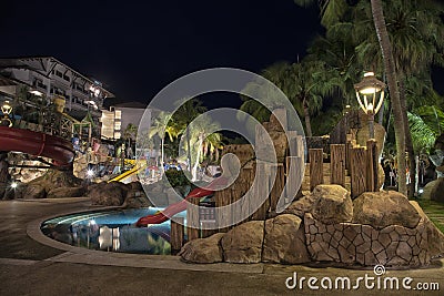 Photographing night street scene along the vicinity around the outdoor recreational area Editorial Stock Photo