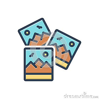 Color illustration icon for Photographs, images and portrait Vector Illustration