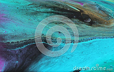 Photography of abstract marbleized effect background. black, turquoise and blue creative colors. Beautiful paint Stock Photo