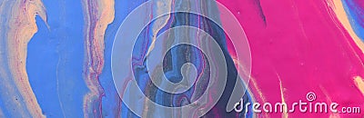 Photography of abstract marbleized effect background. Blue, pink and purple creative colors. Beautiful paint. banner Stock Photo