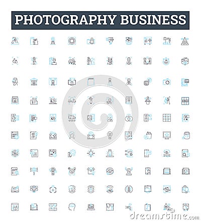photography business vector line icons set. Photography, Business, Studio, Capture, Camera, Shots, Images illustration Vector Illustration