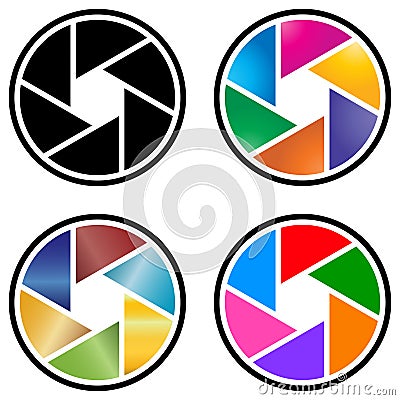 Photography camera lens logo with colorful design Vector Illustration