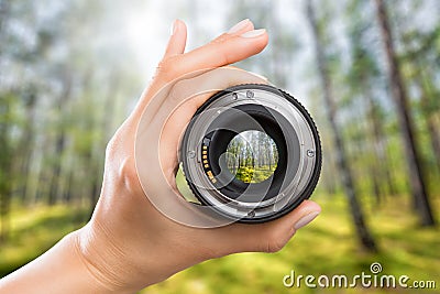 Photography camera lens concept. Stock Photo