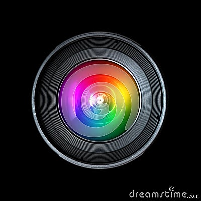 Photography camera lens, front view Stock Photo