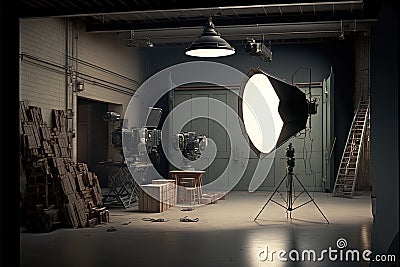 Photography, cinema studio backstage setup, Generative Ai Stock Photo