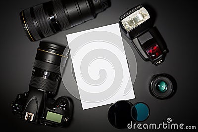 Photography concept with camera lense and copyspace Stock Photo