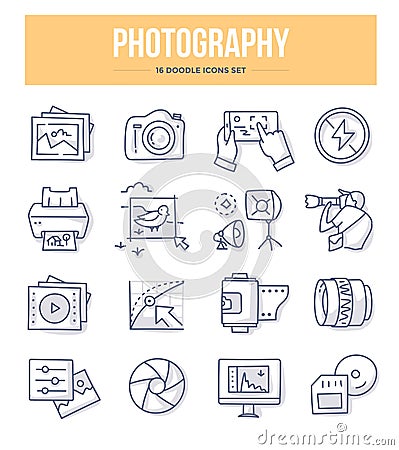 Photography Doodle Icons Vector Illustration