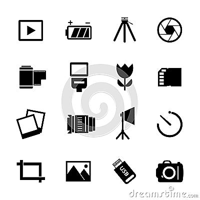 Photography Icon Set Vector Illustration