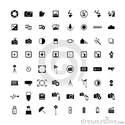 Photography icon silhouette collection Vector Illustration