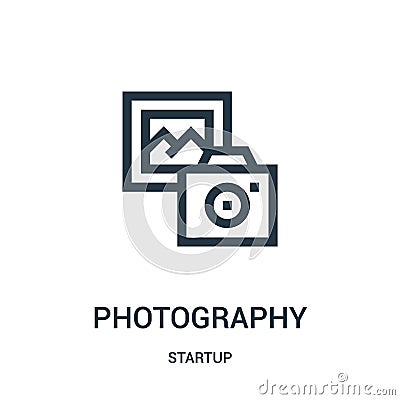 photography icon vector from startup collection. Thin line photography outline icon vector illustration Vector Illustration