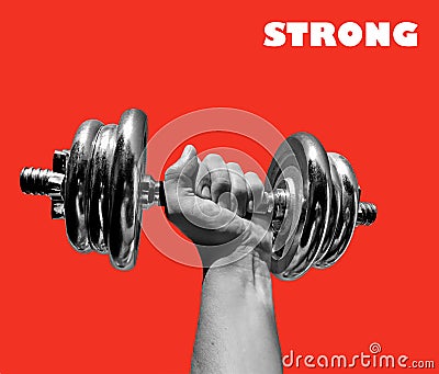 Photography of male hand holding dumbell gym weight Stock Photo