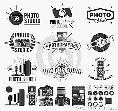 Photography and photo studio logo Vector Illustration