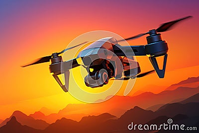 Drone aerial technology sky flying spy digital remote camera background helicopter propeller control flight Stock Photo