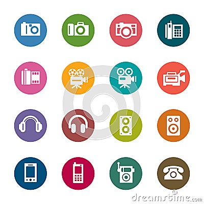 Photography and Sound Color Icons Stock Photo