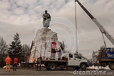 Photography to theme famous monument Taras Shevchenko during Ukraine war Editorial Stock Photo