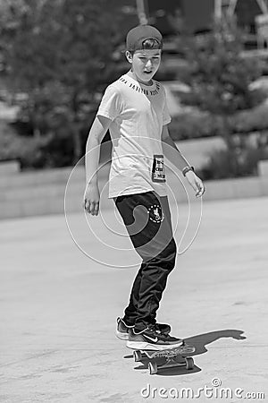 Photography to theme skateboarder riding skateboard in skatepark Editorial Stock Photo