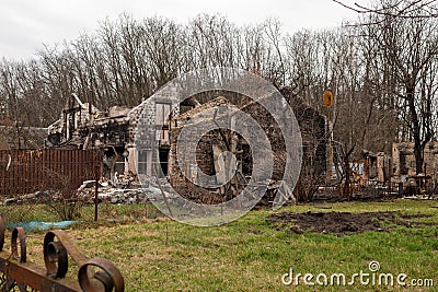 Photography to theme war destroyed Ukraine it russian troops Editorial Stock Photo