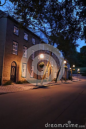 Old street in Quebec city. Tourism in Quebec and in Canada. Historics houses in Quebec city. Travel, destination at Quebec city. Stock Photo