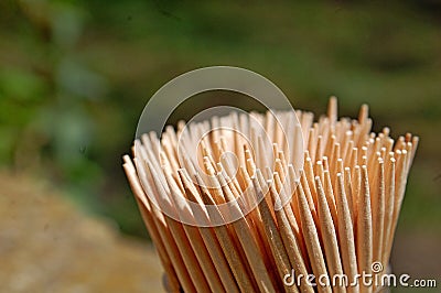 Photography of wooden toothpicks Stock Photo