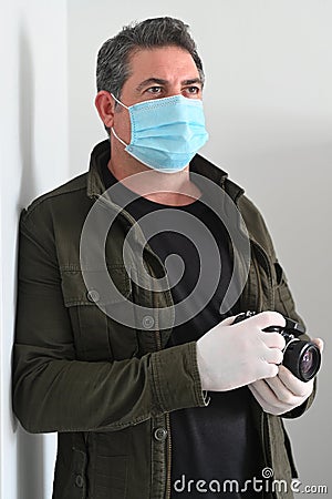 Photojournalist documenting the Coronaviruse pandemic COVID-19 outbreak Stock Photo