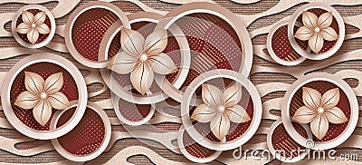 Photomural wallpaper illustration, 3D flower Living room wallpaper Cartoon Illustration