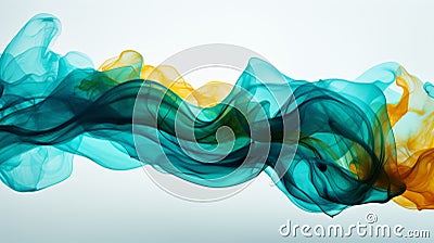 Photorealistic Abstract Art Banner With Teal Ink Swirling In Water Stock Photo