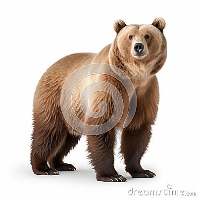 Photorealistic Bear Standing In Front Of White Background Stock Photo