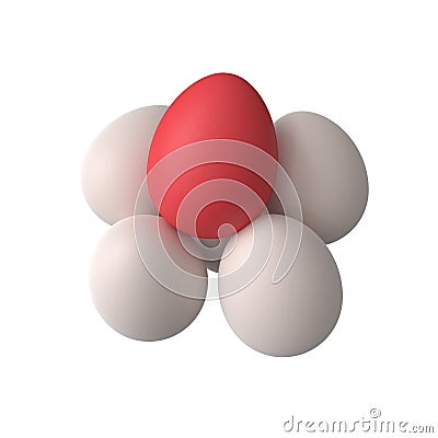 Eggs group with one red egg Stock Photo