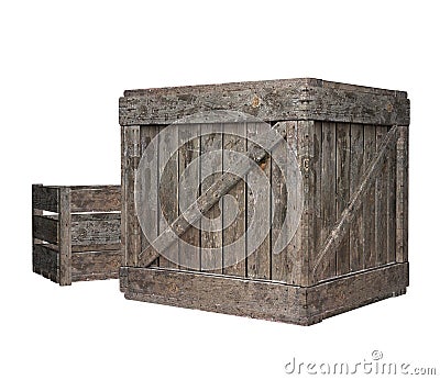 3D Render of Wooden Crates Stock Photo